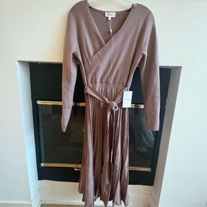 Böhme Mauve-Taupe Knit Midi Dress, Size M